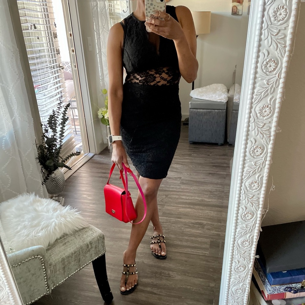 Sexy Little Black Mini Dress Lace Small